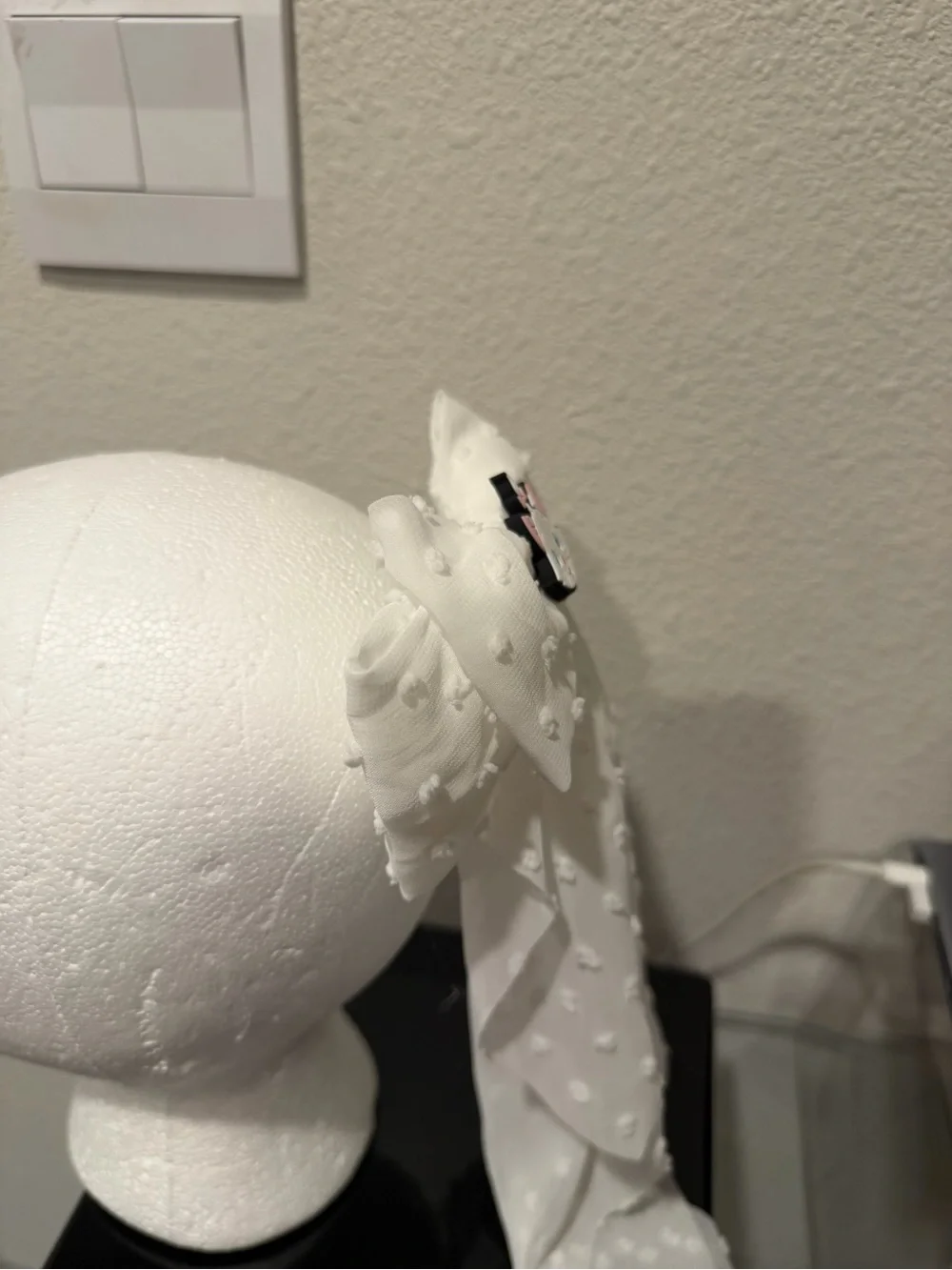 White Fabric “Marie” Bow Hair Clip